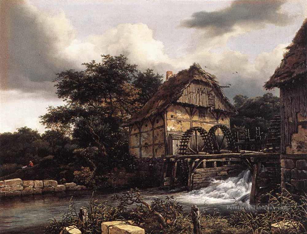 Deux moulins à eau et écluse ouverte Jacob Isaakszoon van Ruisdael Peintures à l'huile